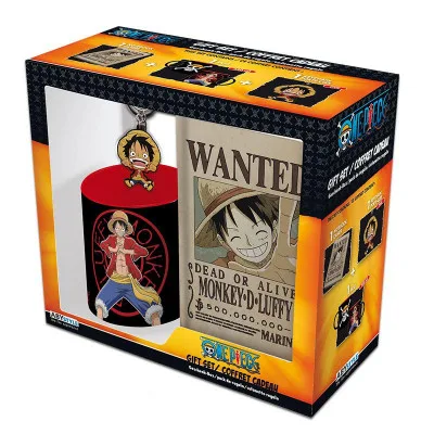 One Piece Gift Set Bicchiere/Badge/Notebook: Luffy