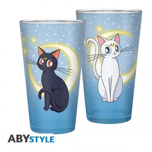 Sailor Moon Large Glass 400ml: Luna & Artemis