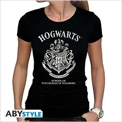 T-Shirt Harry Potter Hogwarts Black Basic Woman (XS)