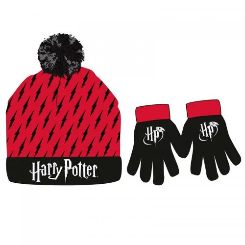 Harry Potter Set Guanti e Berretta Rosso/Nero