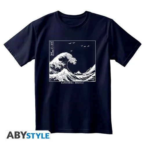 Hokusai T-shirt (L) Unisex Navi Blue: Great Wave