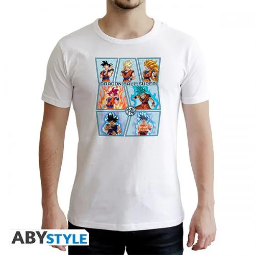 Dragon Ball S T-shirt (XS) Uni White: Goku Transformations