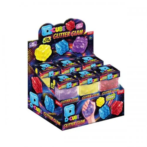 Squishy 12pz Glitter Glam D-Cube Display 6cm