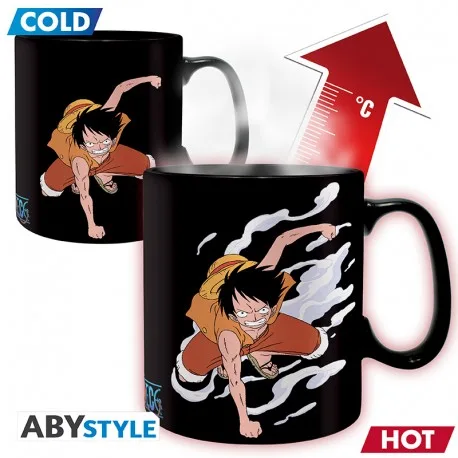 One Piece Tazza Heat Change 460ml: Luffy & Ace